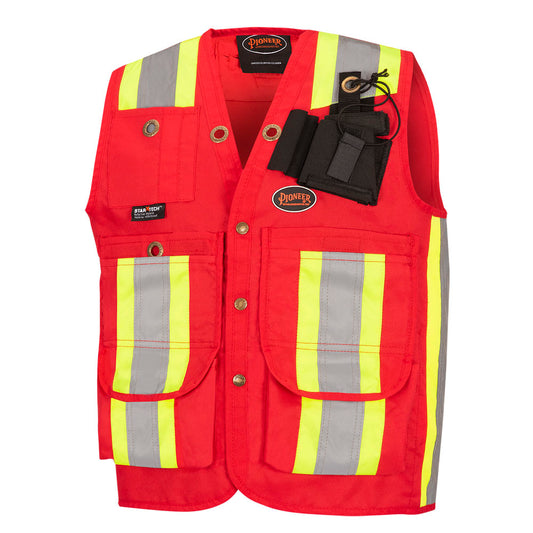 Gilets de sécurité - Polyester Oxford enduit de polyuréthane 600 deniers, Rouge, GR: XL