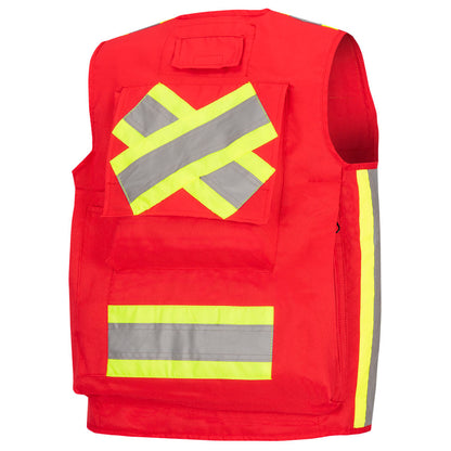 Gilets de sécurité - Polyester Oxford enduit de polyuréthane 600 deniers, Rouge, GR: S