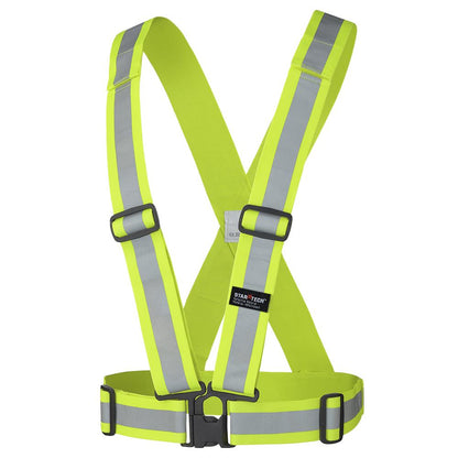 Hi-Viz Safety Sash 4points tear-away with bag, 2in, Yellow, SZ: O/S