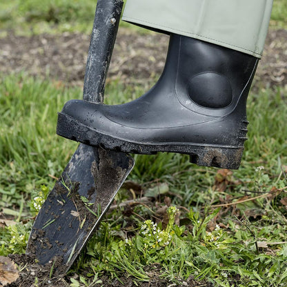 Bottes en PVC avec embout en acier et plaque, noires, SZ : 6