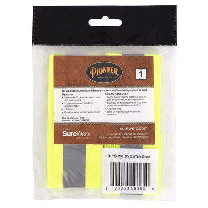 Hi-Viz Elastic Arm Bands, 2in, Yellow, pair, SZ: O/S