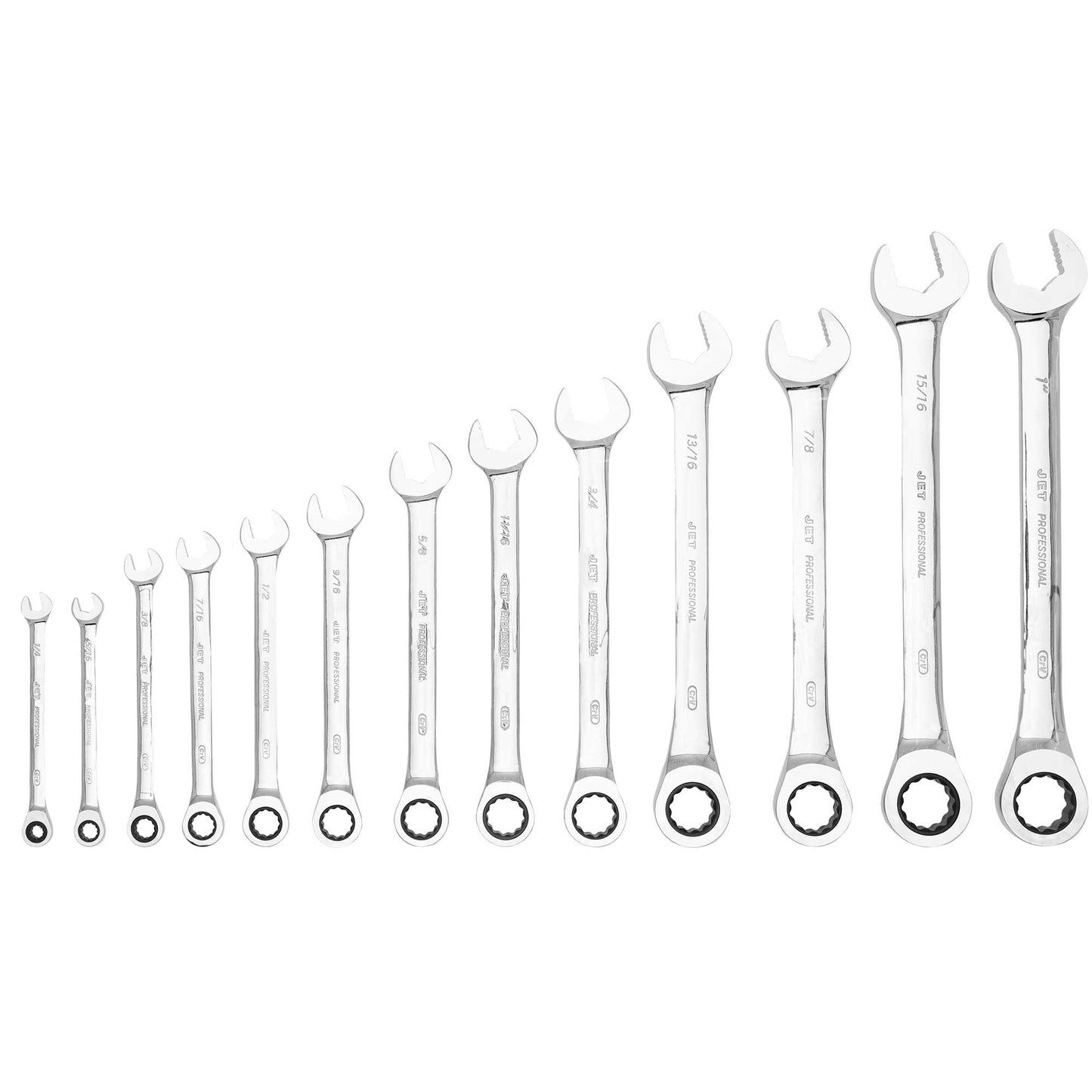 13 PC Long SAE Ratcheting Combination Wrench Set