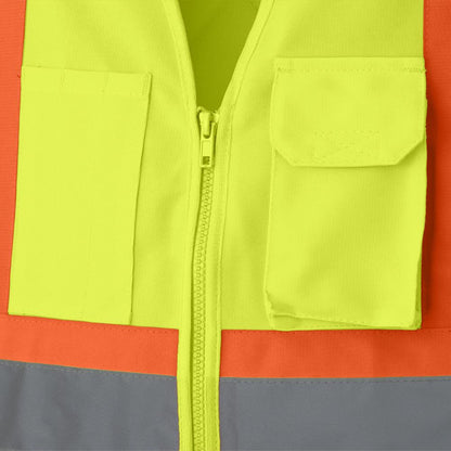 Veste de sécurité en tricot de polyester avec fermeture éclair, Jaune, GR: L