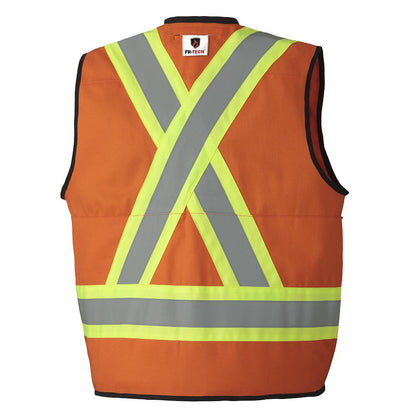 Gilets de sécurité ignifuges Hi-Viz FR-Tech® pour géomètres, orange, SZ : L