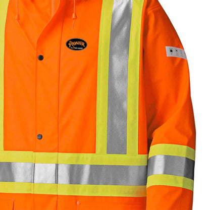 Flame Resistant Stretch Long Waterproof Coat, Orange, SZ: XL