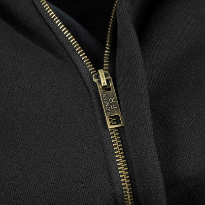 Sweat à capuche en coton épais avec fermeture éclair et ignifuge, noir, SZ : XS