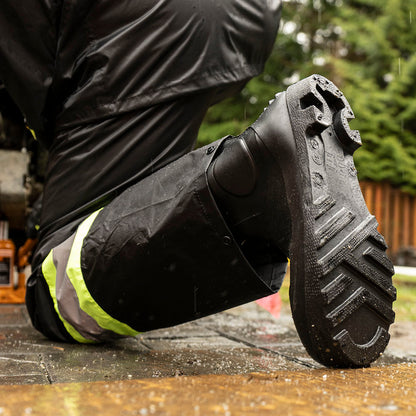Bottes en PVC avec embout en acier et plaque, noires, SZ : 6