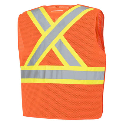 Veste de sécurité, Détachable, maille de poly, sac accrochable, orange, GR: S/M