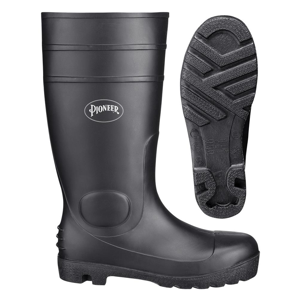Bottes en PVC à bout uni, noires, SZ : 11