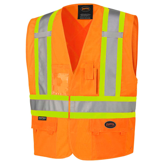 Gilets de sécurité, Ajustables, Fermeture à crochets et boucles, Orange, GR: 4/5XL