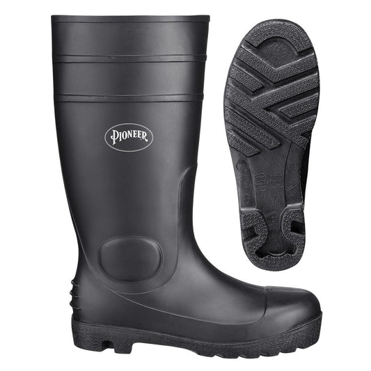 Bottes en PVC à bout uni, noires, SZ : 8