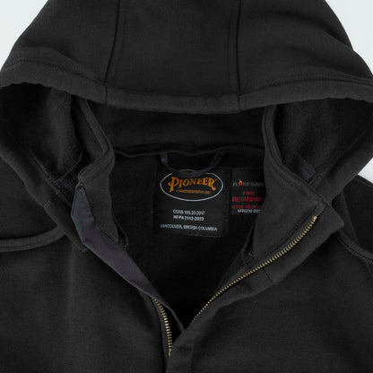 Sweat à capuche en coton épais avec fermeture éclair et ignifuge, noir, SZ : XL