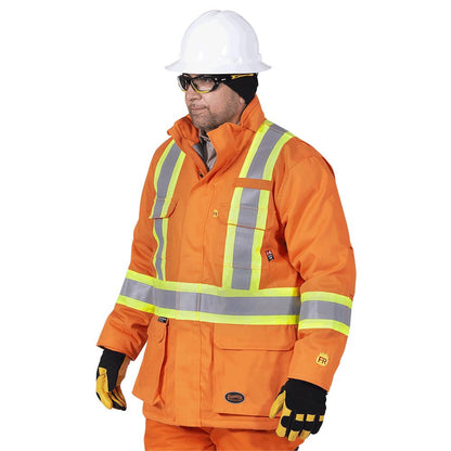 Parka de sécurité matelassée en coton ignifuge haute visibilité, orange, SZ : M