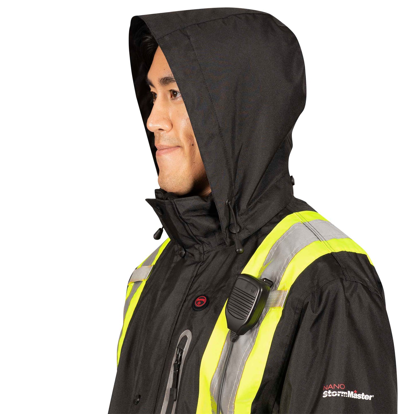Hi-Viz Waterproof Insulated Heated Safety Jacket, Black, SZ: M
