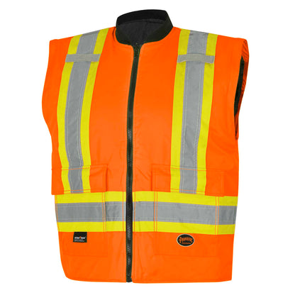 Hi-Vis Waterproof 7-in-1 Safety Bomber Jackets, Orange/Black, SZ: 2XL