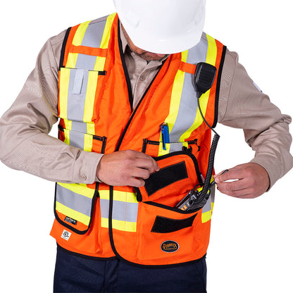 Gilets de sécurité ignifuges Hi-Viz FR-Tech® pour géomètres, orange, SZ : L