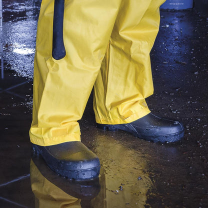 Bottes en PVC avec embout en acier et plaque, noires, SZ : 5