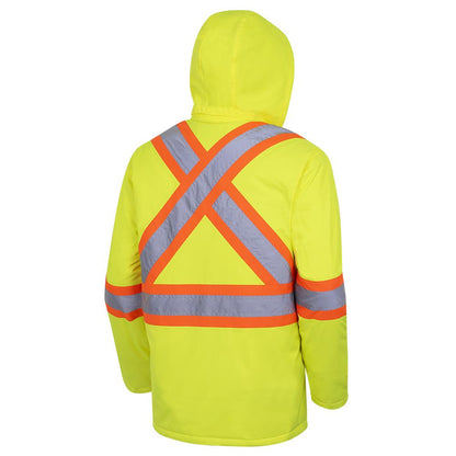 Hi-Viz Waterproof Winter Quilted Safety Parka, 300D, Yellow, SZ: 2XL