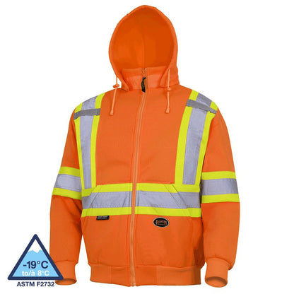 Chandail de sécurité à capuchon, molleton de poly, orange, GR: 4XL