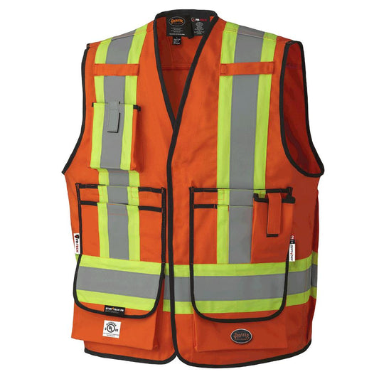 Hi-Viz FR-Tech® Flame Resistant Surveyor's Safety Vests, orange, SZ: L