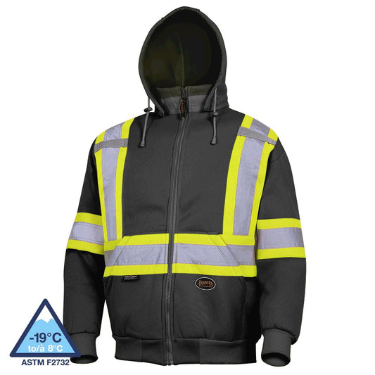 Hi-Viz Polyester Fleece Hoodie, Black, SZ: 5XL