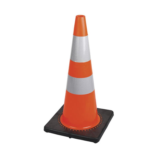 Cônes de sécurité flexibles en PVC, 28" (71 cm), bandes réfléchissantes 4" et 6", orange