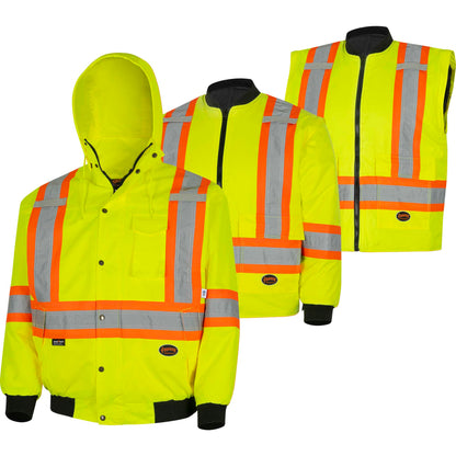 Vestes de sécurité 7 en 1 imperméables haute visibilité, jaune/noir, SZ : L