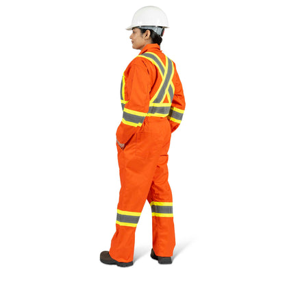 Combinaison de sécurité pour femme, polyester/coton, orange, SZ : 2XL