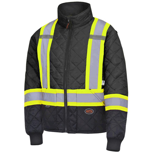 Hi-Vis Quilted Freezer Jacket, Black, SZ: 3XL