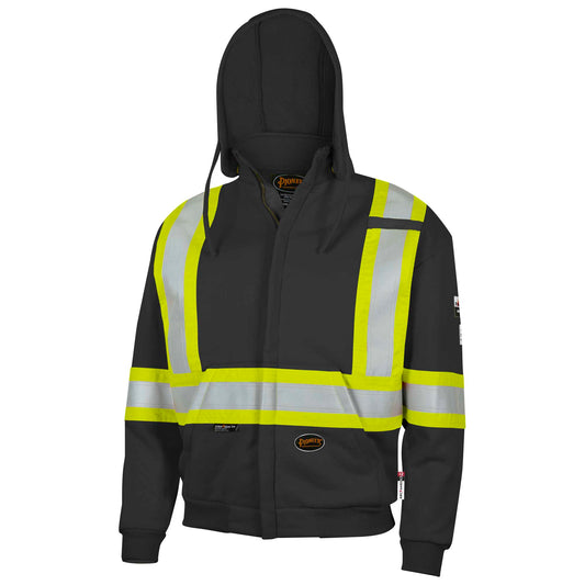 Sweat à capuche de sécurité en coton épais avec fermeture éclair et ignifuge, noir, SZ : 2XL