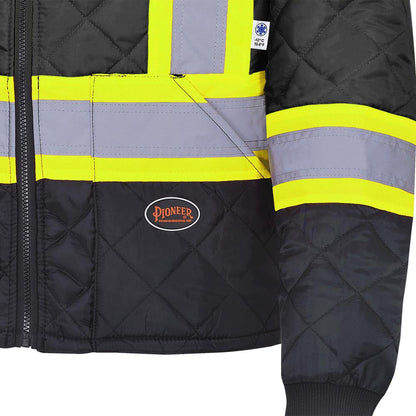 Hi-Vis Quilted Freezer Jacket, Black, SZ: 3XL