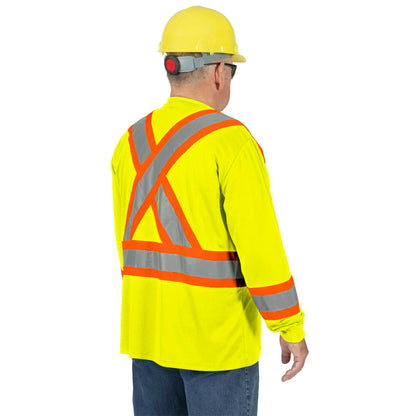 Chandail de sécurité à manches longues en polyester œil de perdrix, Jaune, GR: 4XL