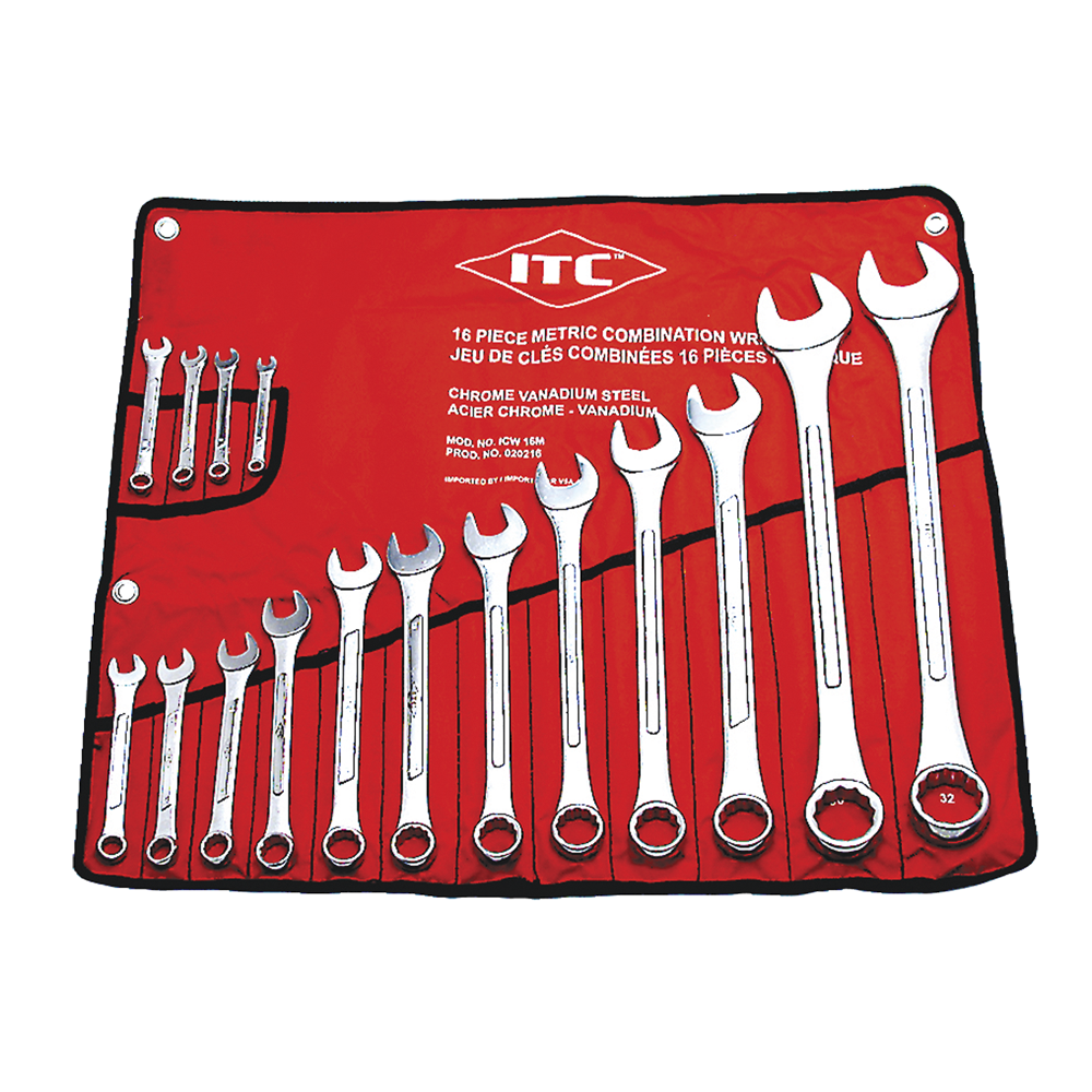 ITC, 16 pc Raised Panel Combination Wrench Set