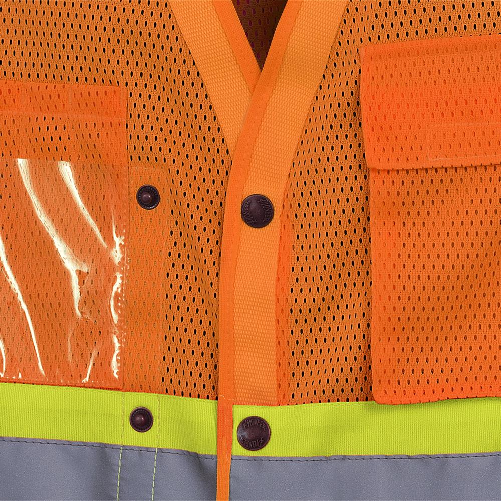 Gilets de sécurité, épaules tombantes, en mesh polyester avec pressions, orange, GR: 2/3XL 