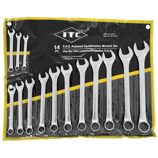 ITC, 14 PC SAE Polished Combination Wrench Set