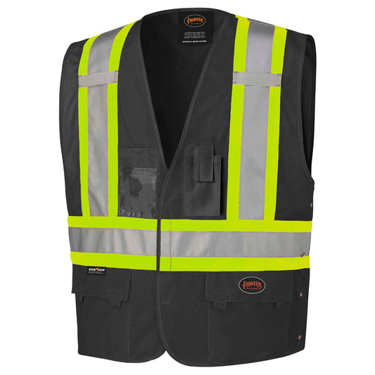 Veste de sécurité haute visibilité à côtés ajustables, Noir, GR: 2/3XL