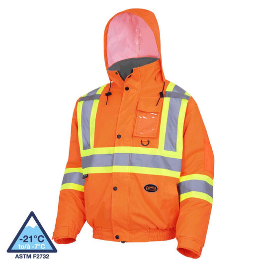 Blouson de sécurité matelassé imperméable haute visibilité pour l'hiver, 300D, orange, SZ : XL