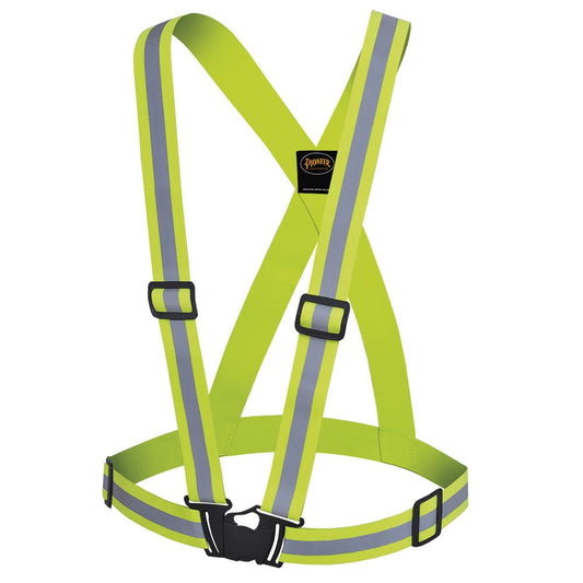 Bretelle de sécurité de 4 cm ajustable, détachable en 4 points avec sac, jaune, GR: O/S