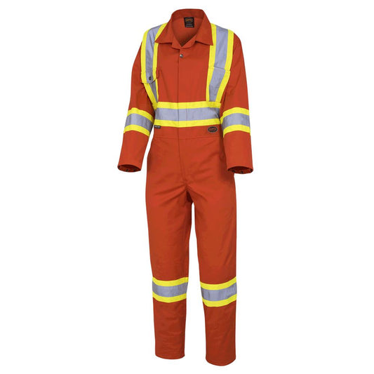 Combinaison de sécurité pour femme, polyester/coton, orange, SZ : XS