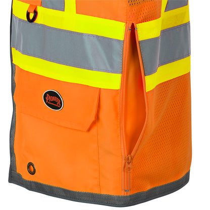 Mesh Back Zip-Front Surveyor’s Safety Vests, Orange, SZ: L