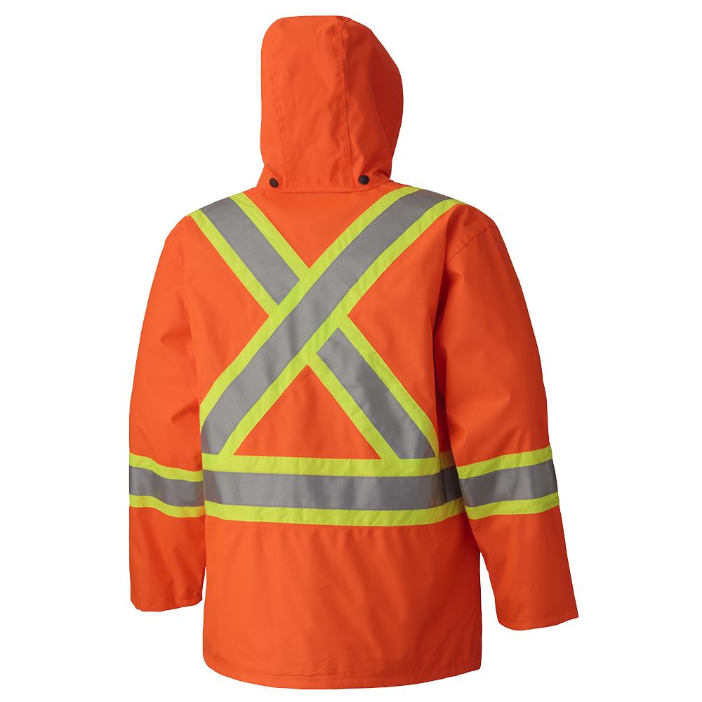 Vestes de sécurité imperméables en polyester Oxford 450D, orange, SZ : XL