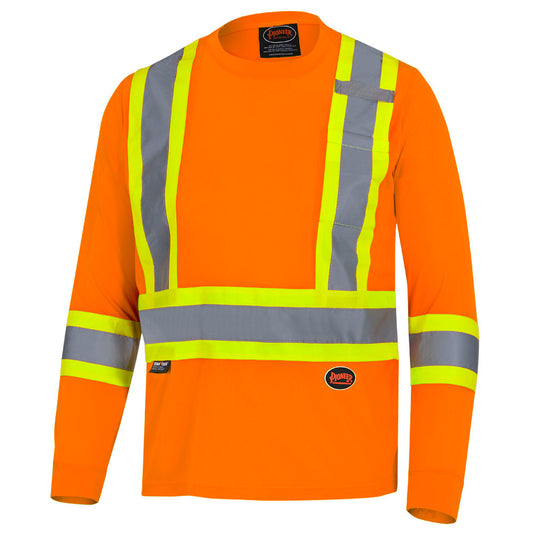 Chandail de sécurité à manches longues en polyester œil de perdrix, Orange, GR: S