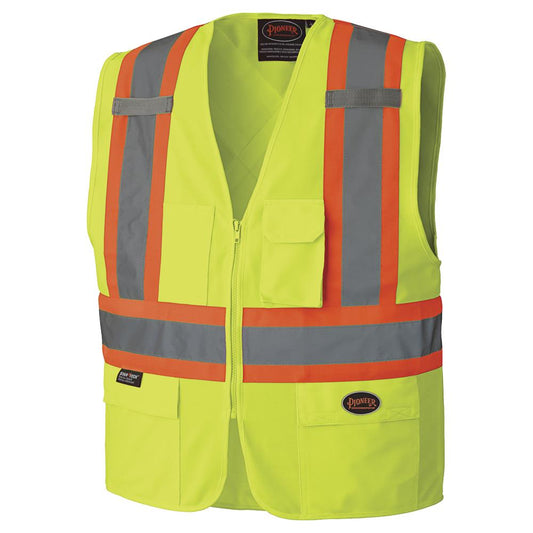 Veste de sécurité en tricot de polyester avec fermeture éclair, Jaune, GR: L
