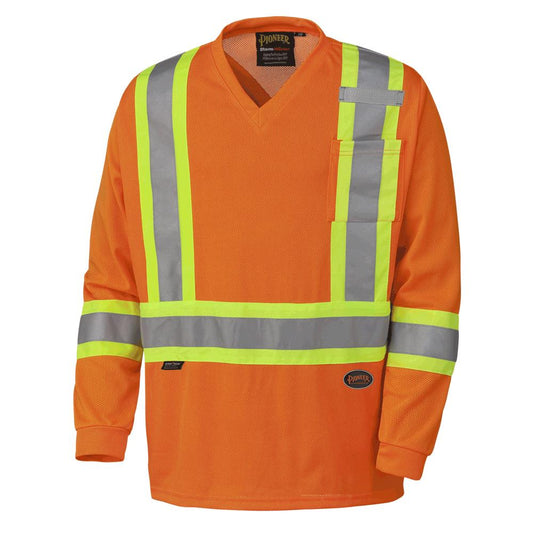 Long-Sleeved Safety Shirts - Micro Mesh, Orange, SZ: 2XL