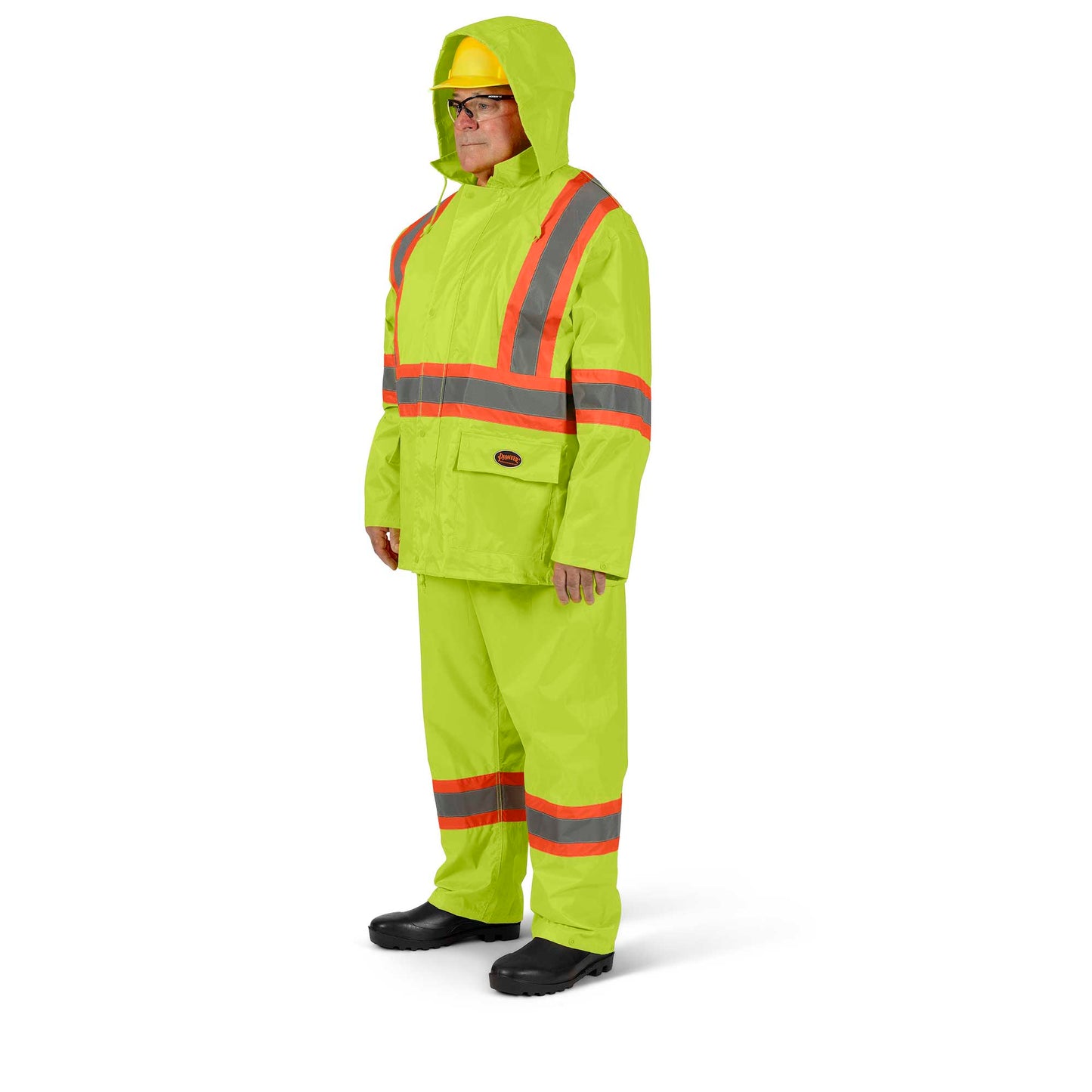 Hi-Viz Waterproof Suit, 210D Oxford Polyester/PVC, Yellow, SZ: XL
