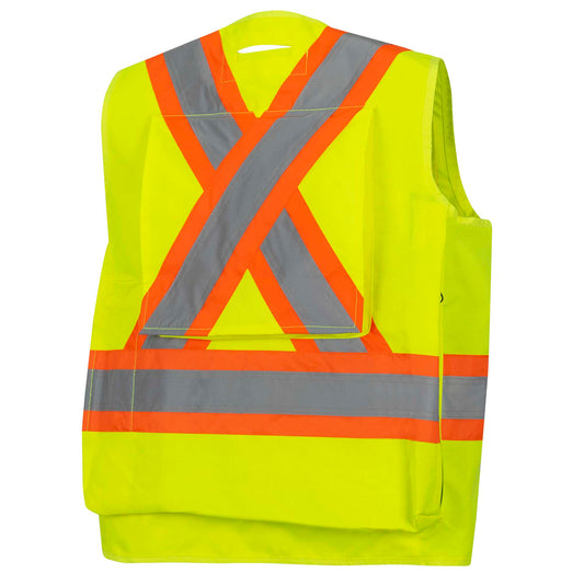 Gilets de sécurité - Polyester Oxford enduit de polyuréthane 600 deniers, Orange, GR: 2XL
