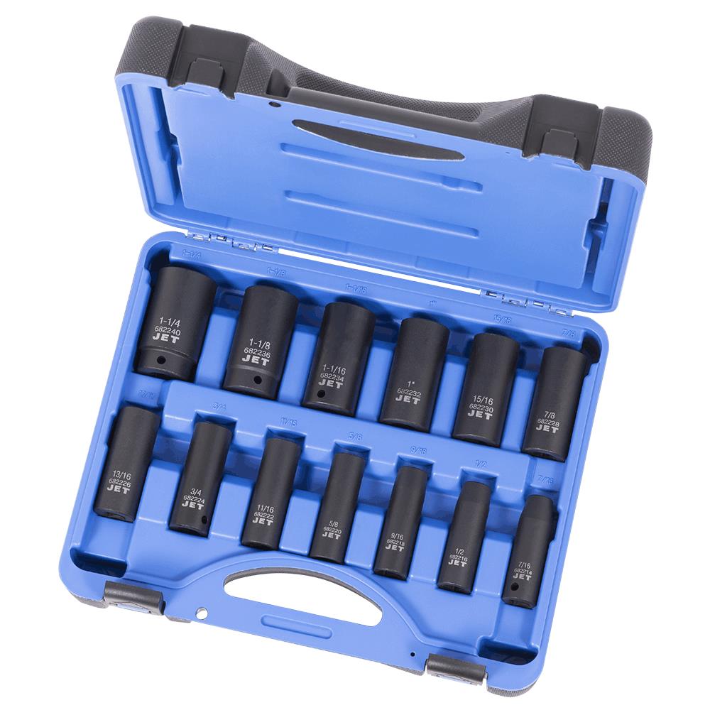 JET 13 PC 1/2" DR Deep SAE Impact Socket Set - 6 Point