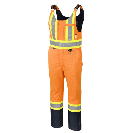 The Defender® Hi-Vis Anti-Static Safety Bib Pants, Orange, SZ: XL