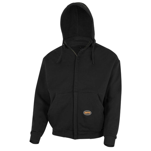 Sweat à capuche en coton épais avec fermeture éclair et ignifuge, noir, SZ : XL