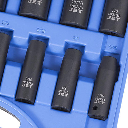 JET 13 PC 1/2" DR Deep SAE Impact Socket Set - 6 Point